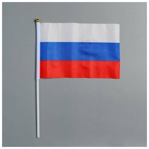 Флаг России , 21 х 14 см, шток 30 см