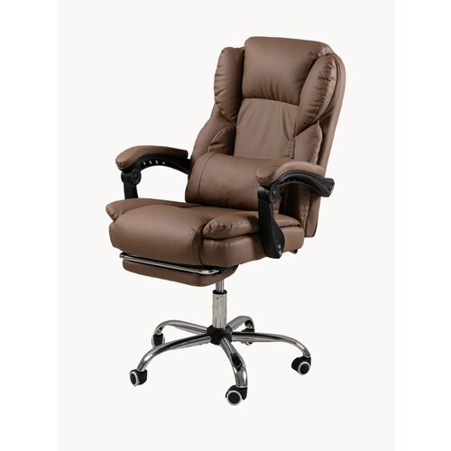 Мягкое компьютерное кресло с подушкой под поясницу, цвет молочный