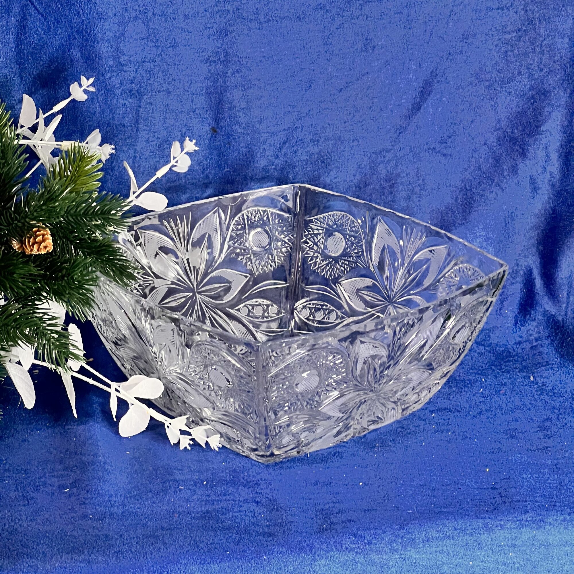 Салатник "Цветок" Квадратный Хрустальное стекло