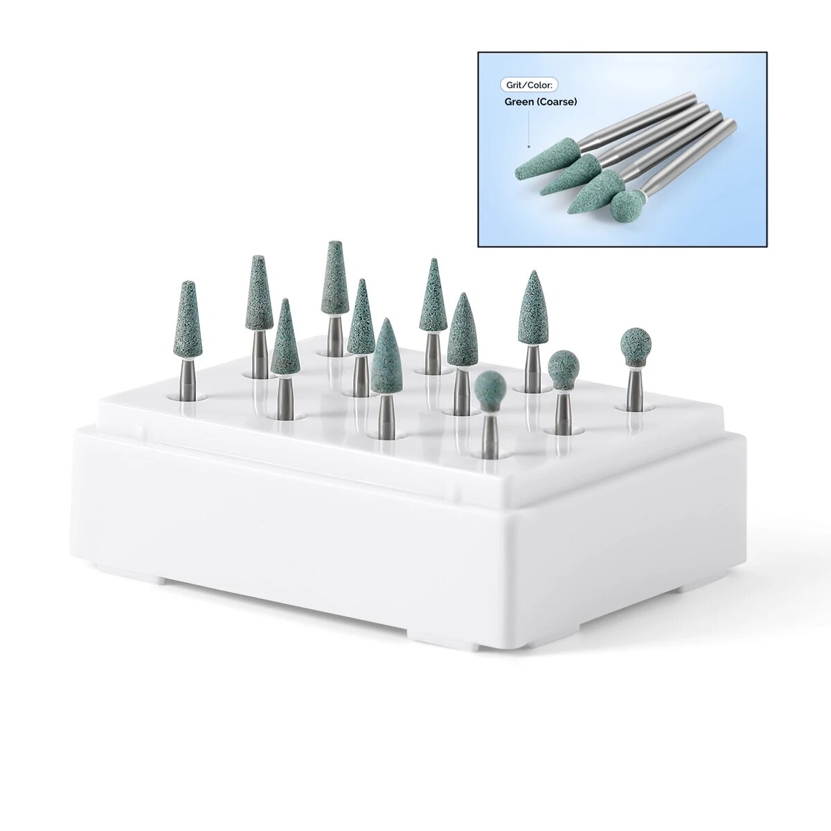 AZDENT Полировальный станок для белого камня, 12PCS Mixed Green