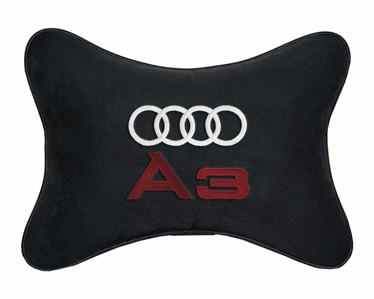 Подушка на подголовник автомобильная черная алькантара AUDI A3