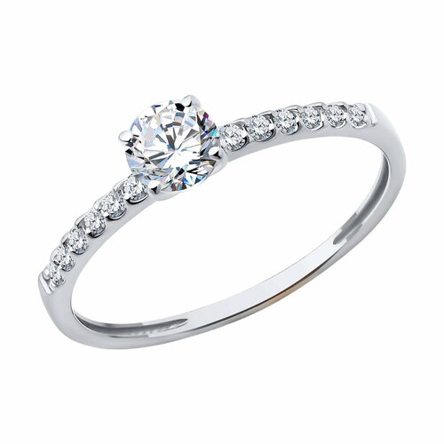 Кольцо Diamant online белое золото 585 проба фианит размер 18 прозрачный 14368₽