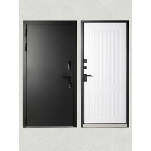 Дверь входная металлическая KVARTA TS с терморазрывом для дома черный муар нержавеющий порог 2050/880 левая