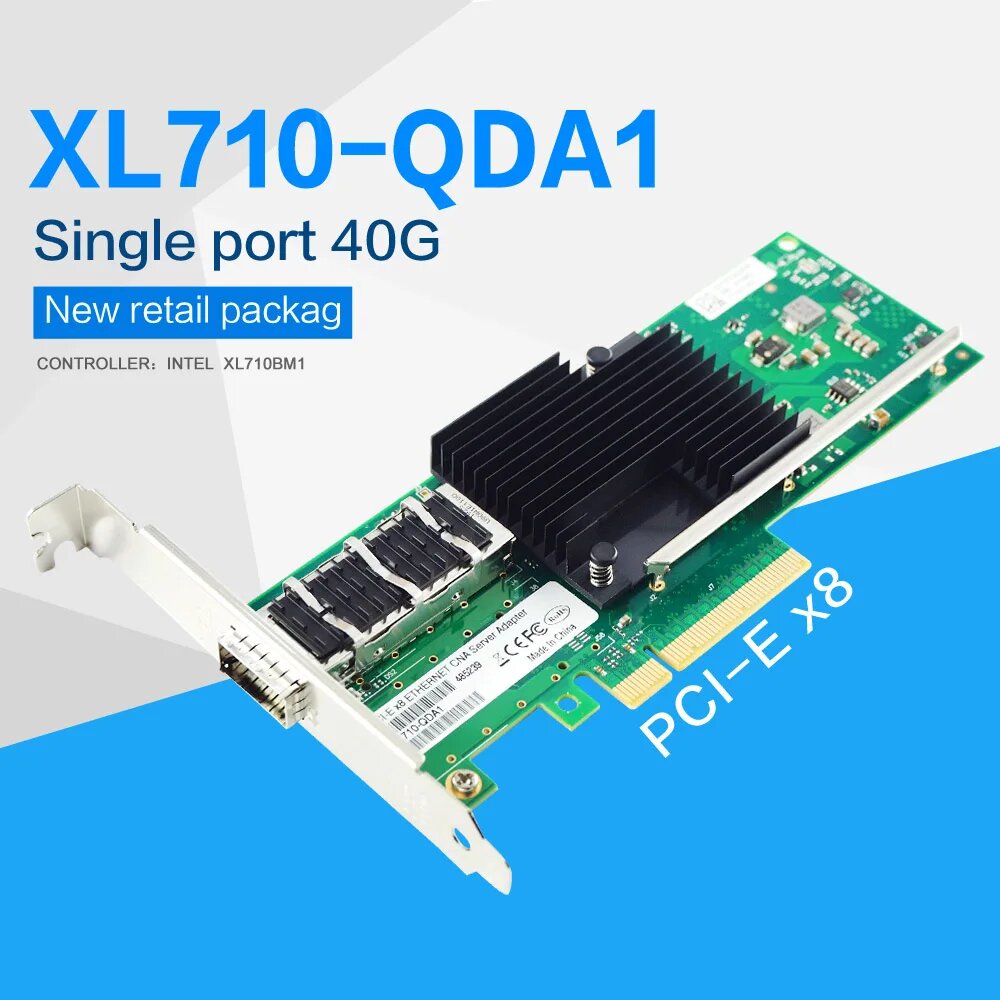 Набор микросхем Intel XL710 PCIe 3,0 X8 QSFP + 40G Однопортовый сетевой Card-XL710-QDA1