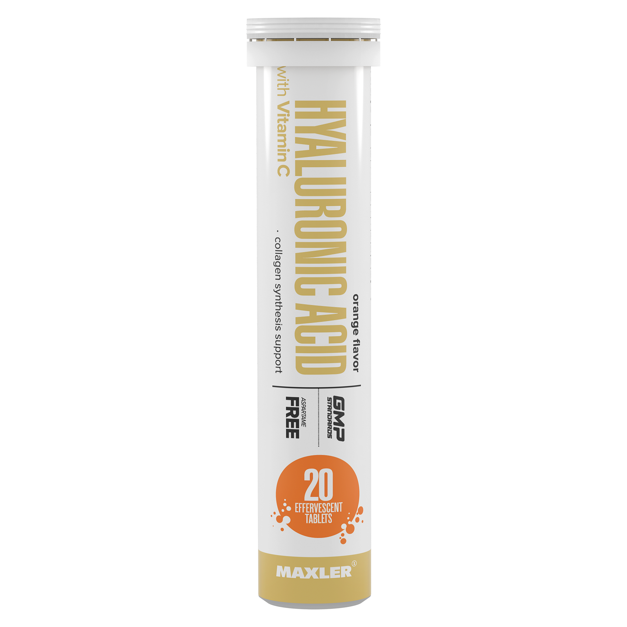 Гиалуроновая кислота с витамином С Maxler Hyaluronic Acid with Vitamin C, 20 шипучих таблеток - Апельсин