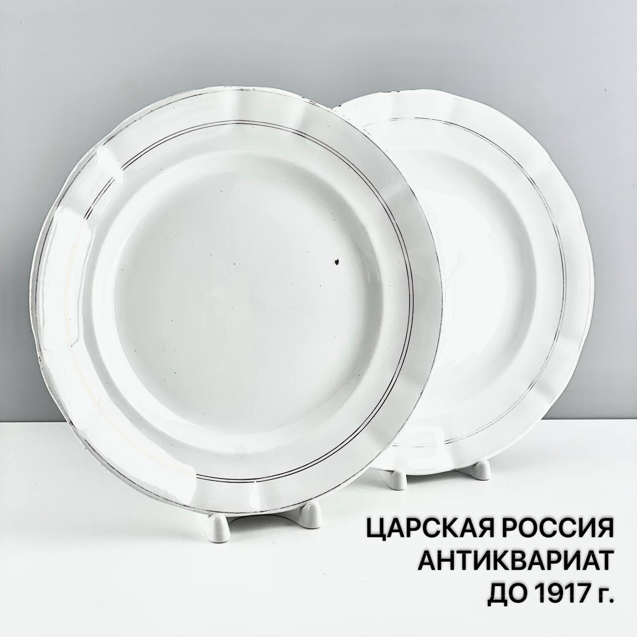 Старинные обеденные тарелки. Набор 2 шт. Фаянс т-ва М. С. Кузнецова. Царская Россия, до 1917 г.