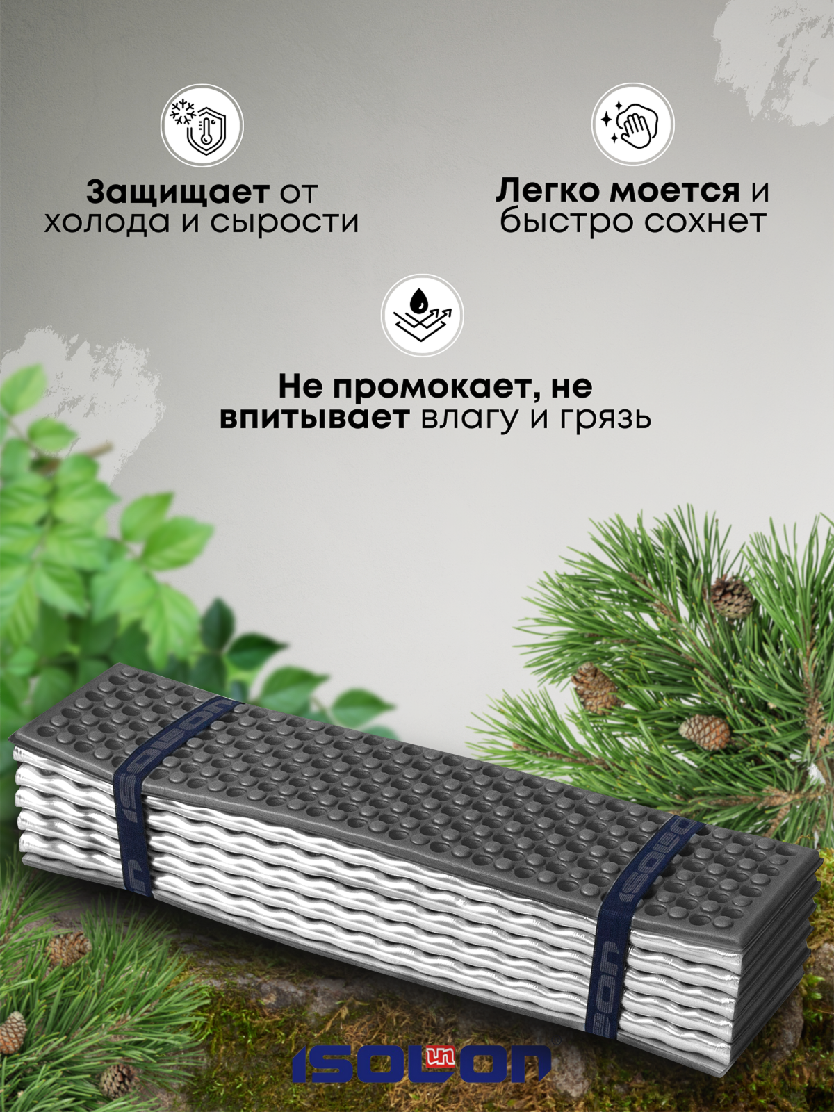 Коврик туристический фольгированный складной Металлик Флекс 15 мм — фото 1