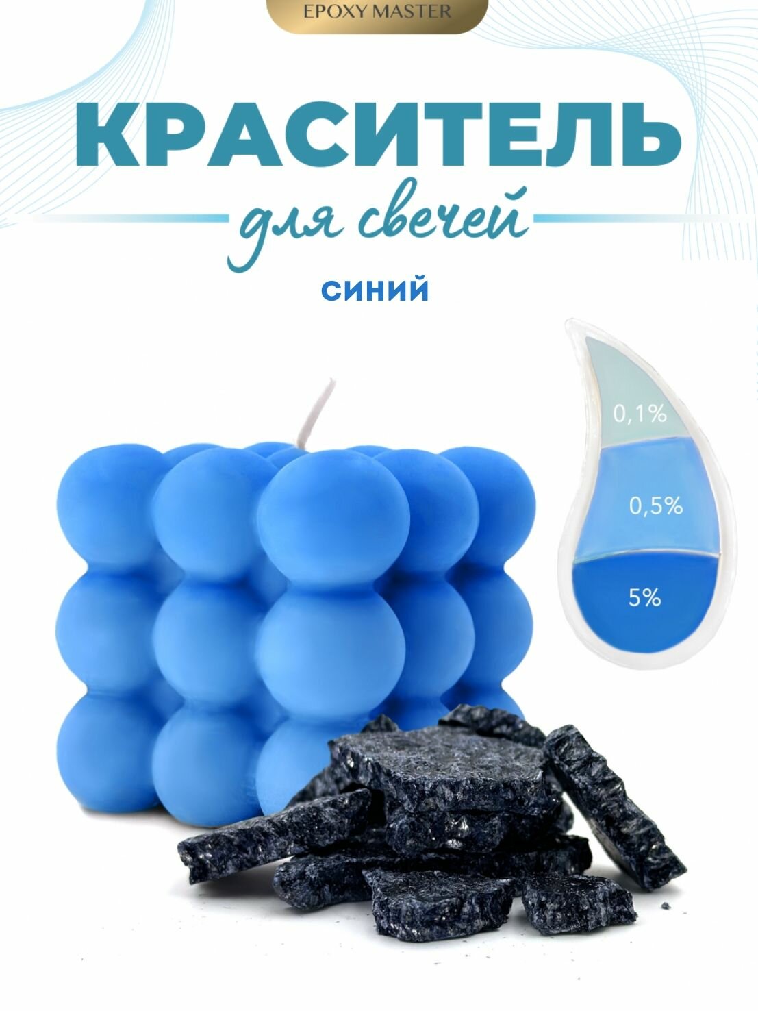 Краситель сухой для свечей/воска синий 10 гр
