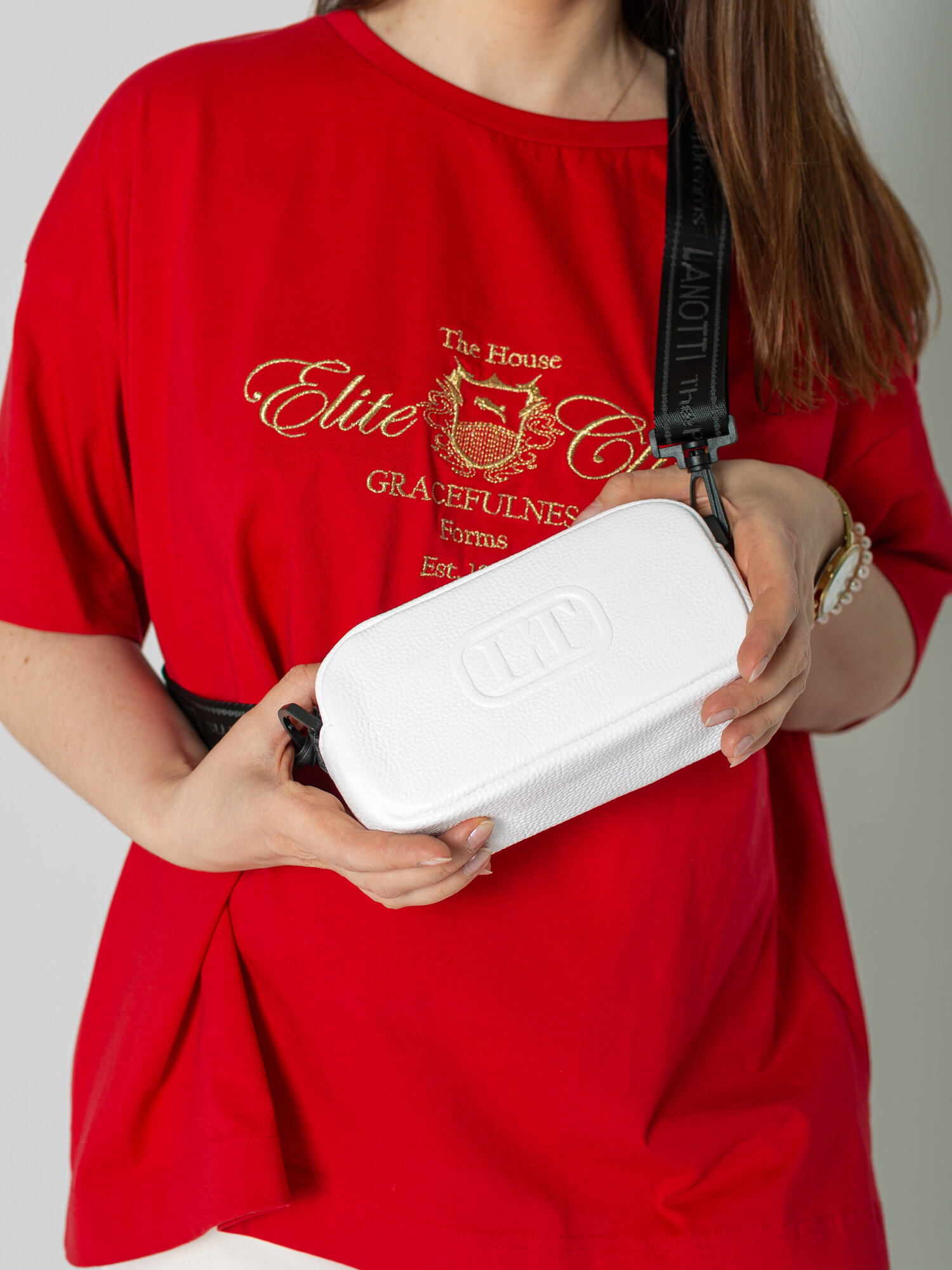 Сумка кросс-боди LANOTTI, фактура зернистая, белый — фото 1