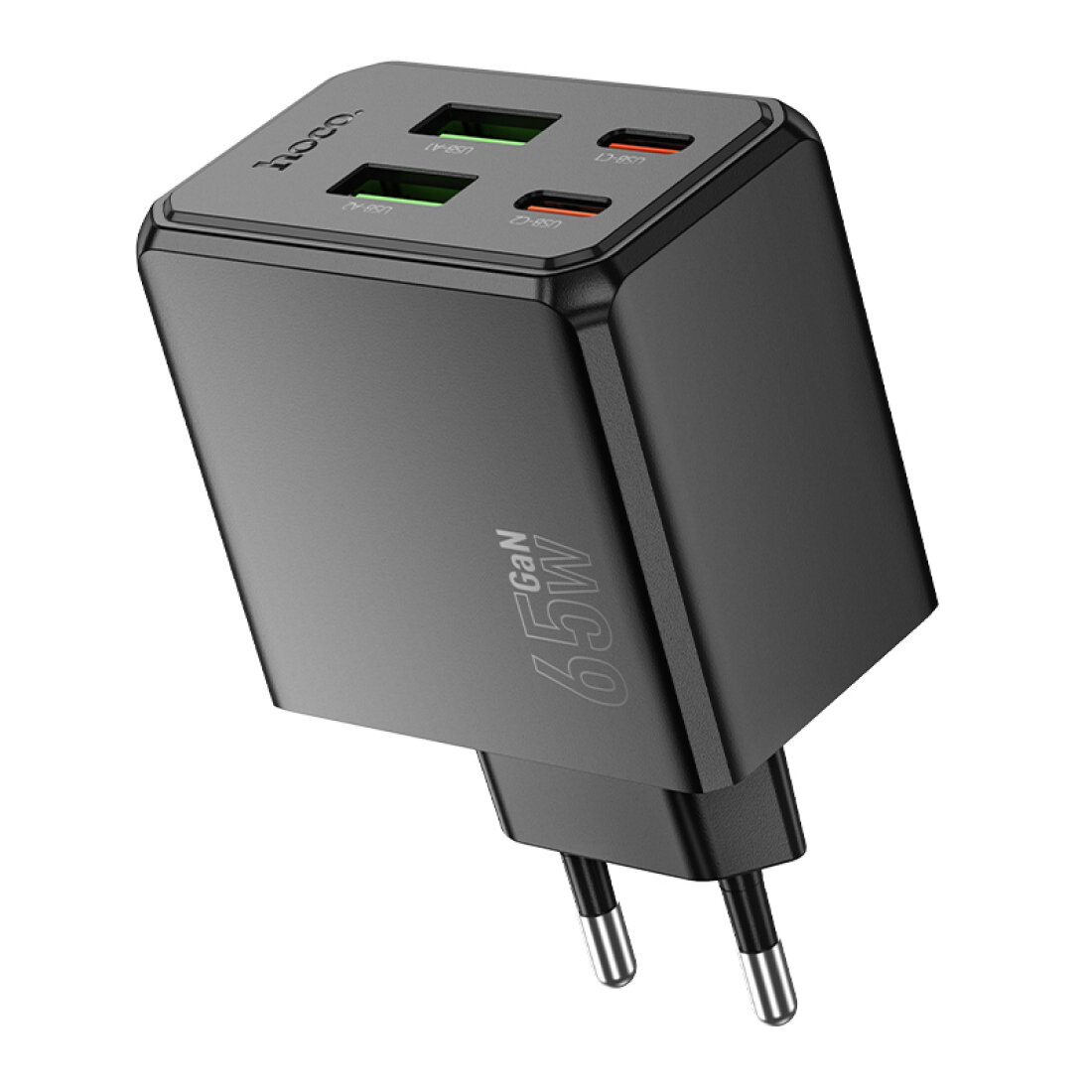 Сетевое зарядное устройство, 2 USB 3.0 QC+2 PD 65W (CS19A), HOCO, черный — фото 1