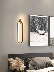 Светильник на потолок подвесной светодиодный черный овальный