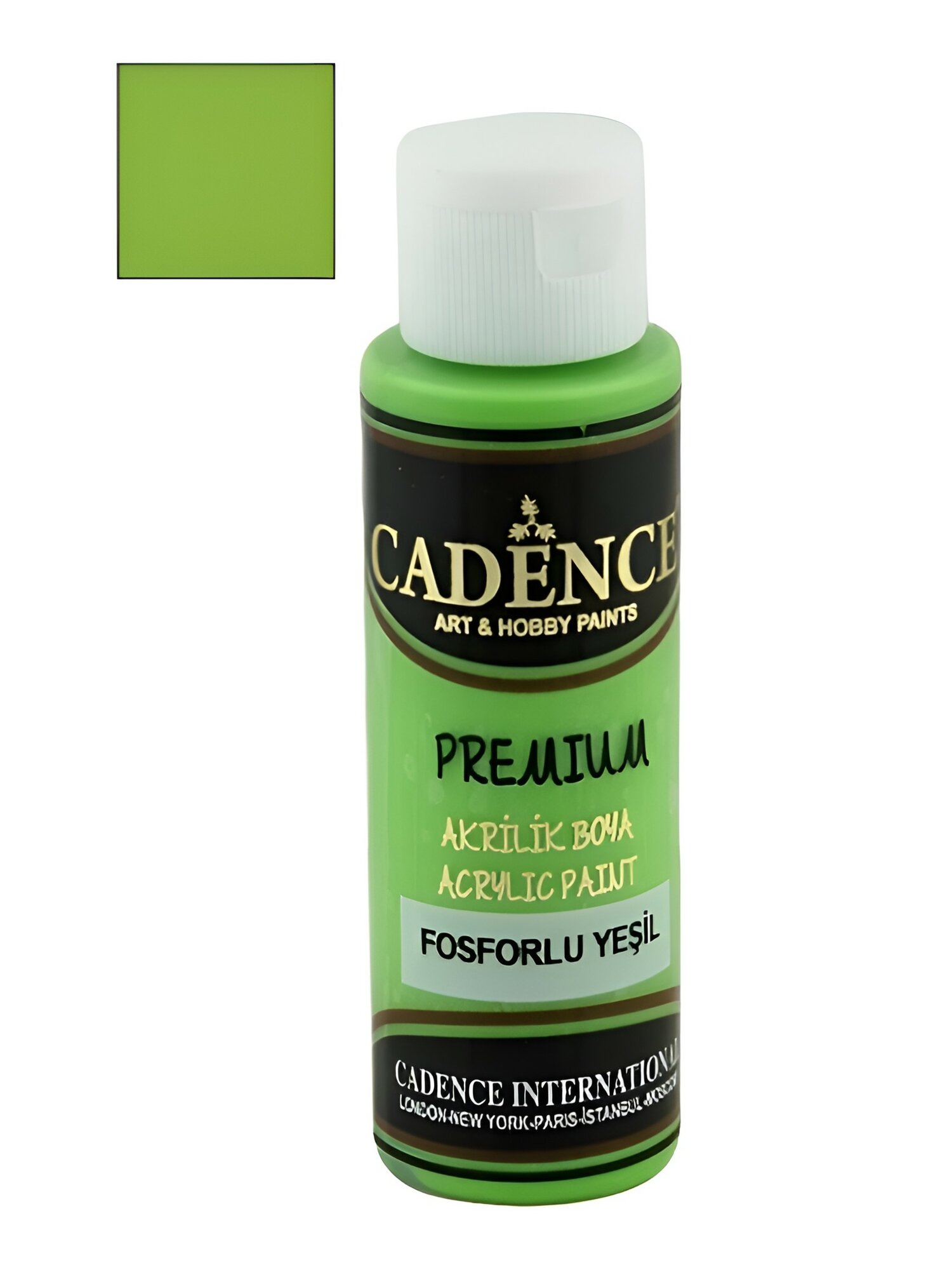 Акриловая краска Cadence Premium Acrylic Paint, 70 ml. Fluorescent Green