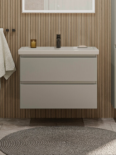 Изображение товара Тумба подвесная SanStar Riana 70 с раковиной Фостер 70 (комплект) для ванной комнаты, грей