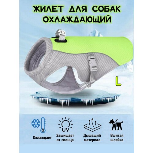 Охлаждающий жилет для собак, зеленый, L