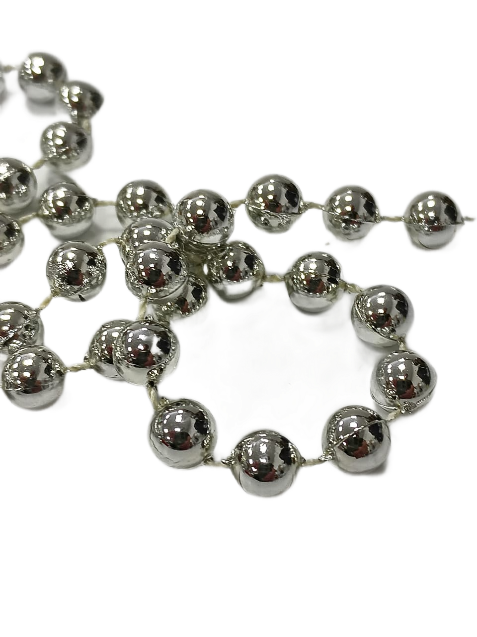 Бусы пластиковые D8мм 10м серебряный / новогоднее украшение на ёлку игрушка на ёлку