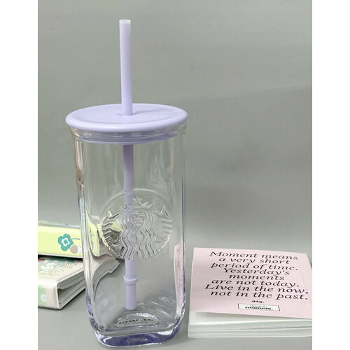 Чашка Starbucks, прозрачное стекло, содержит крышку, кофейная чашка, 473 мл