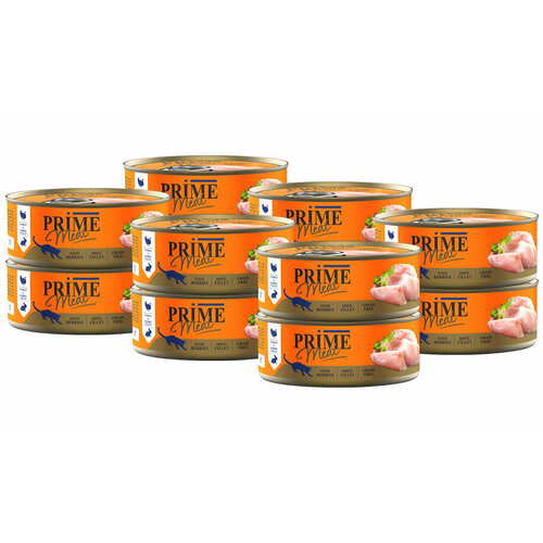 PRIME MEAT CAT GRAIN FREE беззерновые для взрослых кошек с индейкой и кроликом в желе (100 гр х 12 шт)