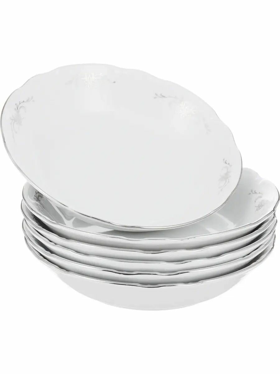 Тарелка coupsoup 19 см Thun1794 декор серый орнамент, отводка платина - фото №1