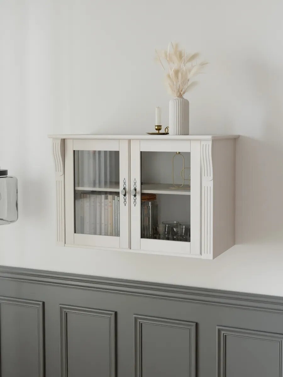 Шкаф навесной Сюзанна, деревянный, белый