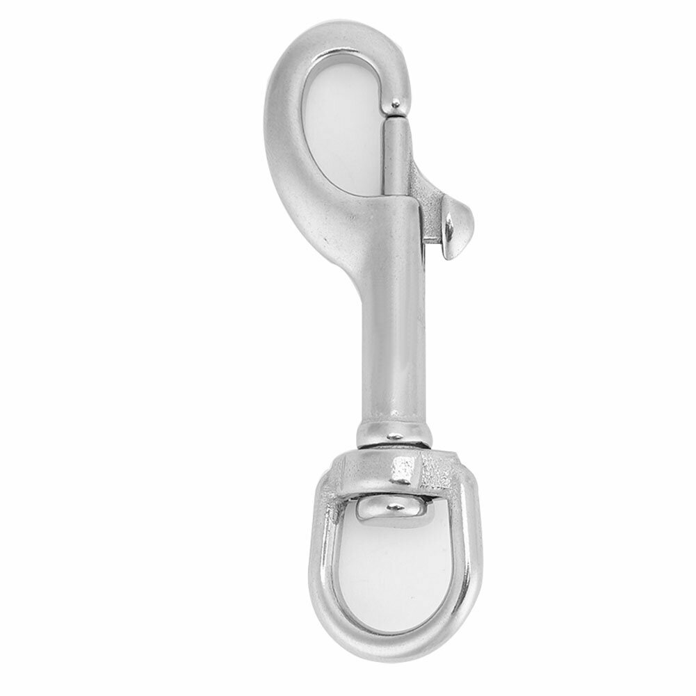 Карабин с одним крючком и поворотным ушком из нержавеющей стали 316 для дайвинга (75 мм белый)