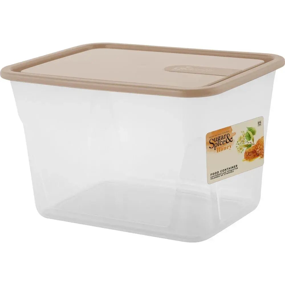 Контейнер для продуктов прямоугольный 12л герметичный пластик цвет латте