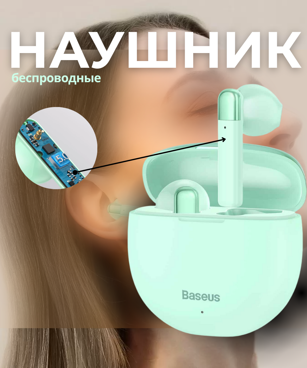 Наушники Baseus AirNora W2, беспроводные, 24 часа автономной работы