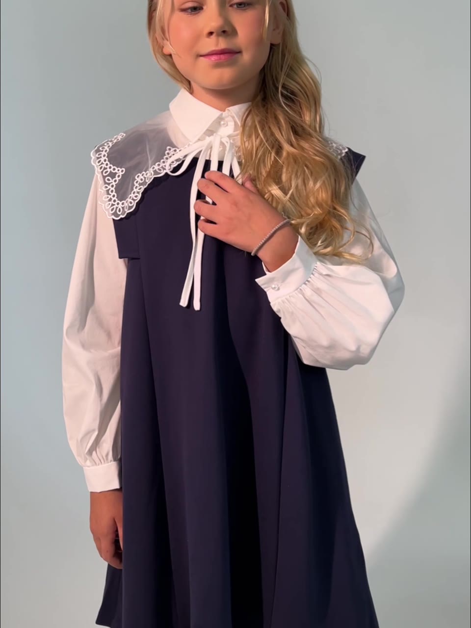 Школьное платье SMENA PLUS SIZE, размер 146/84, синий — фото 1