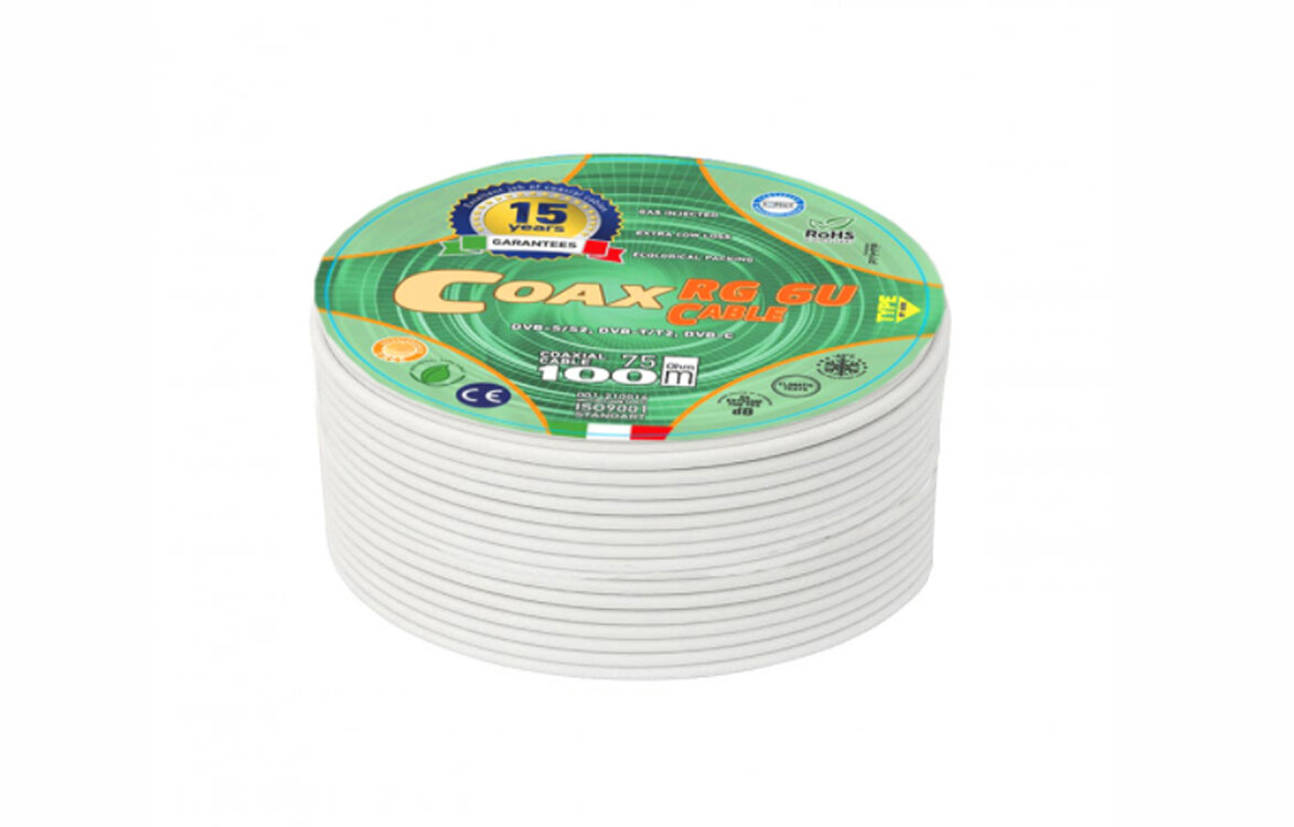 Кабель телевизионный RIPO RG-6U коаксиальный CCS длина 100м