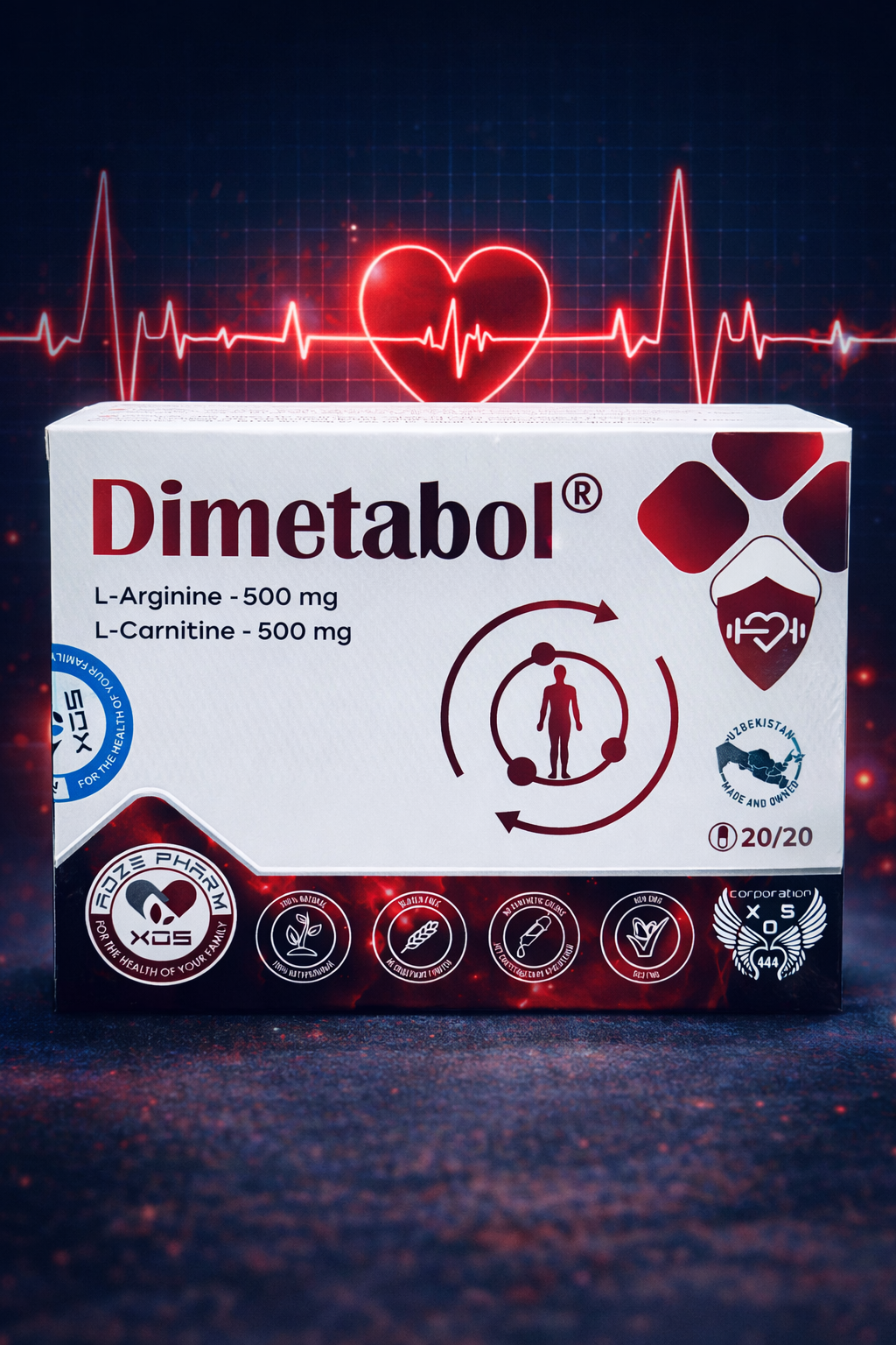 БАД Диметабол 500 мг 40 капсул — Аминокислотный комплекс, энергия и выносливость