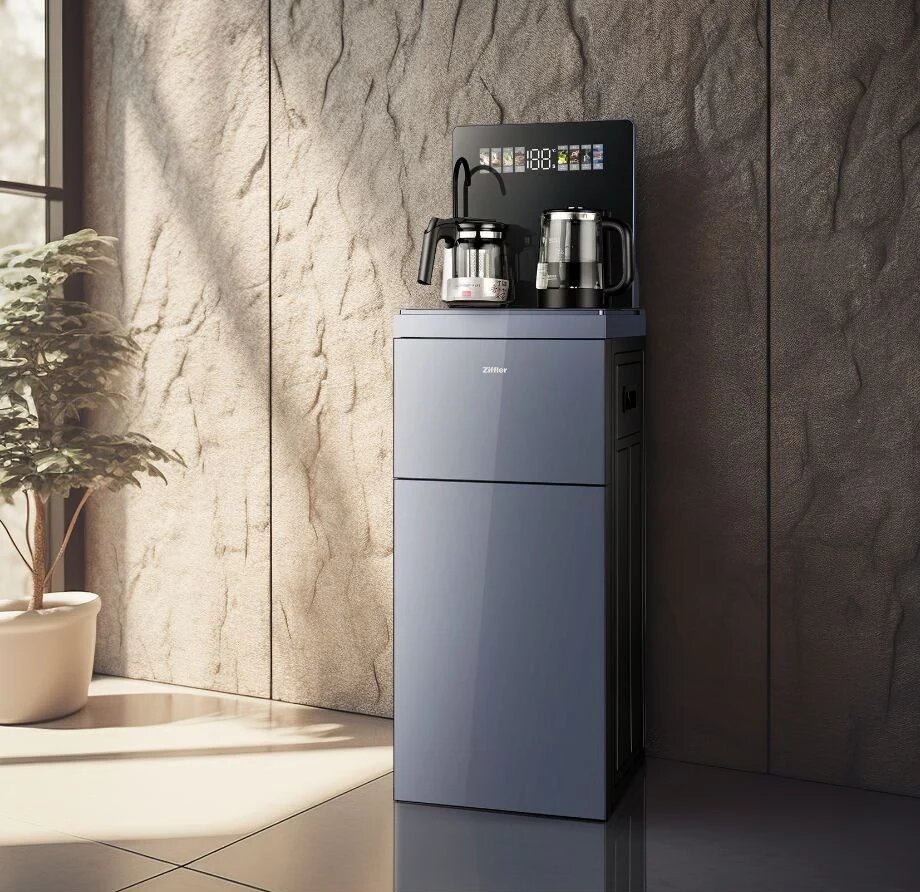 Кулер для воды ZIFFLER FTB-3010SG, с компрессорным охлаждением, 2 чайника 1л и 1.3л