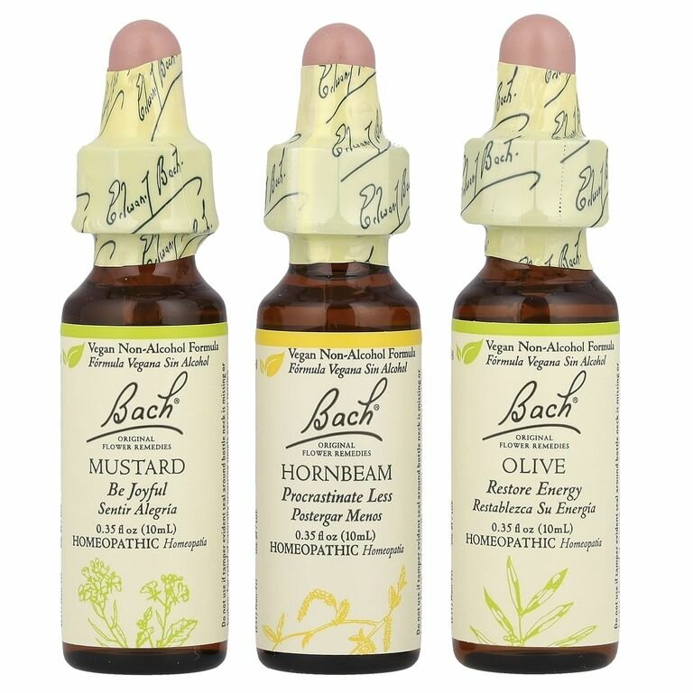 Bach  Original Flower Remedies  Mental Energy Kit  набор для поддержания энергии и контроля эмоций  3 по 10 мл