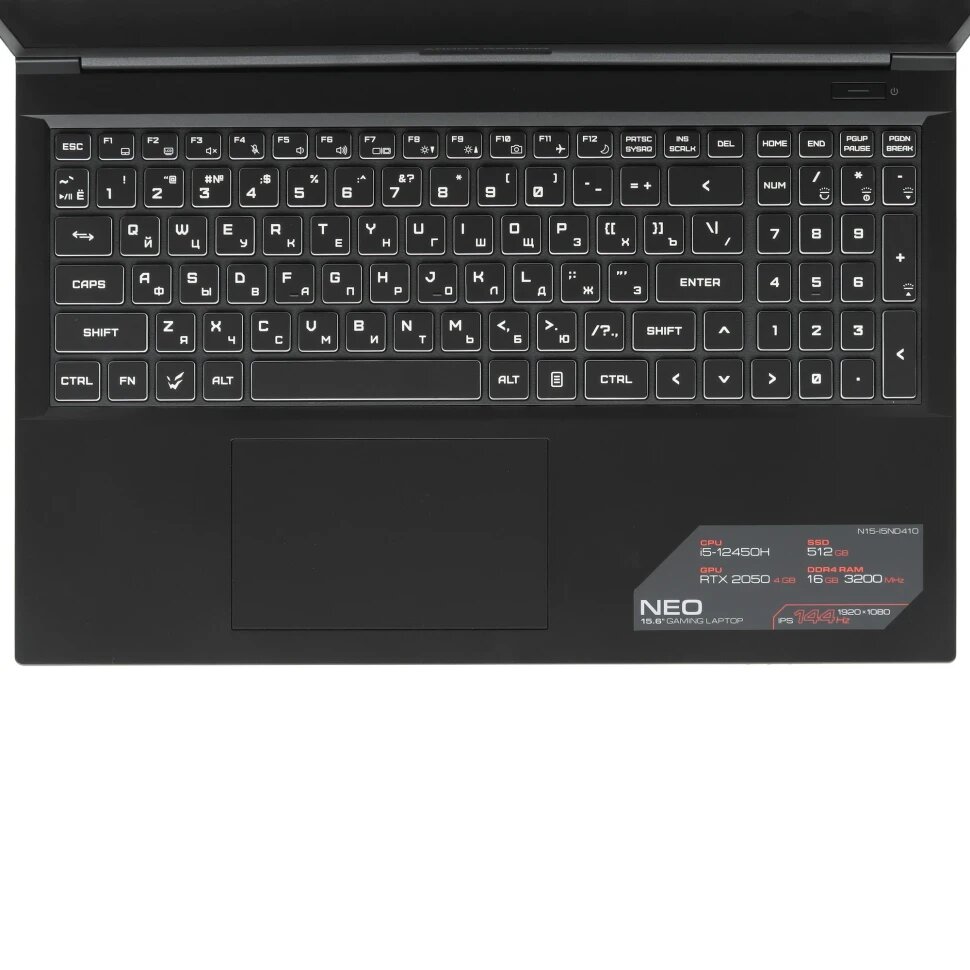 15.6" Ноутбук ARDOR GAMING NEO N15-I5ND410, Intel Core i5-12450H, RAM 16 ГБ, SSD 512 ГБ, GeForce RTX 2050 - 4 ГБ, без ОС — фото 1