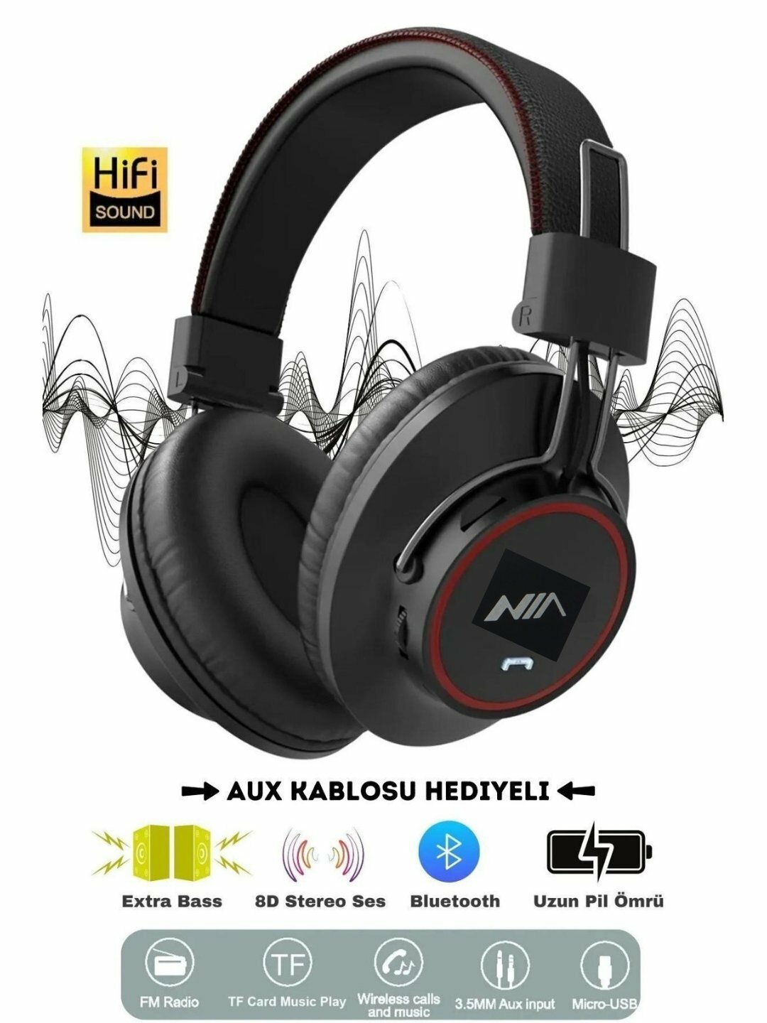 Наушники беспроводные Savdo "NIA", с микрофоном, Bluetooth 5.1, ANC, черные