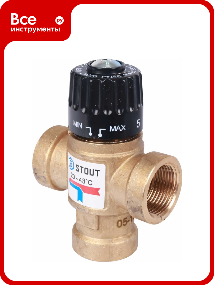 Термостатический смесительный клапан STOUT 3/4 ВР 20-43°С KV 1.6 SVM-0110-164320 RG008TIGE7DAPN