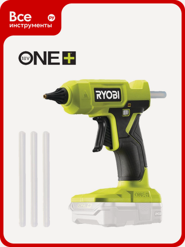 Изображение товара Клеевой пистолет Ryobi 18В RGLU18-0, светодиодная индикация, аккумуляторный, регулируемая температура