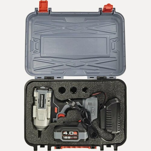 Изображение товара Аккумуляторный гайковерт бесщеточный ударный Profipower T-900N (Li-ion-1шт, 4.0Ач, 900Нм, ударная головка 17/19/21мм, З/У, в кейсе) E0186