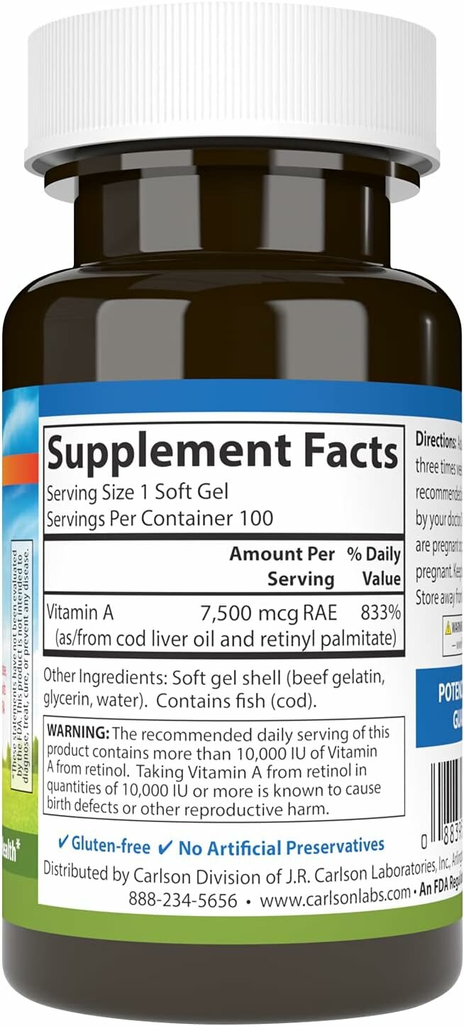 Картинки Carlson Vitamin A 25000 IU 100 soft gels (витамин А)