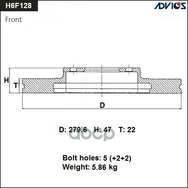 Диск тормозной передний SUZUKI SX4 06- (SZ) ADVICS арт. H6F128B