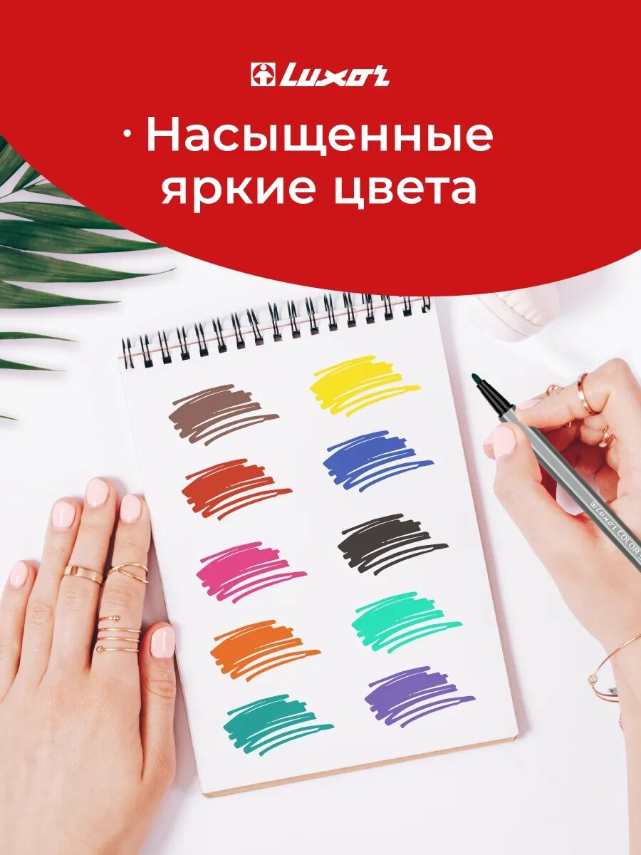 Фломастеры Luxor "Color Stick", 10цв, смываемые, ПВХ, европодвес — фото 1