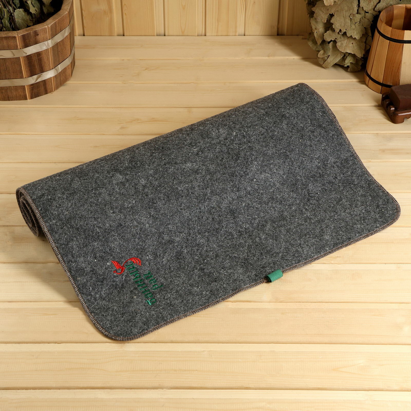 Коврик   лежак для бани и сауны  Банный рай   180x60 см  полиэфир  серый