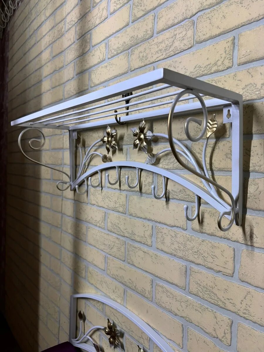 Кованая прихожая, вешалка + банкетка, Студия кованой мебели Нива, цвет сливовый — фото 1