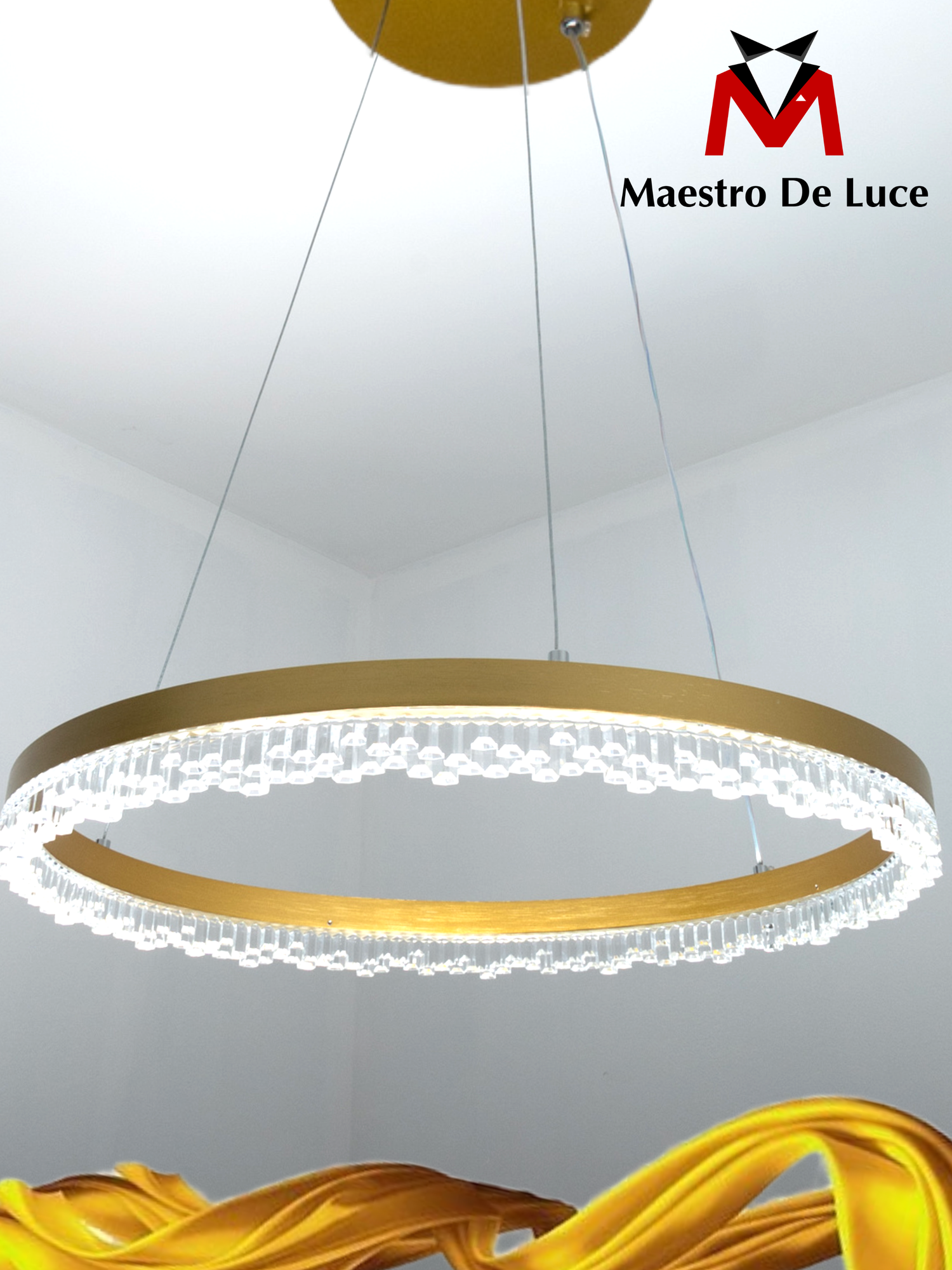 Люстра потолочная Maestro De Luce LED, современная, золотистая, пульт ДУ