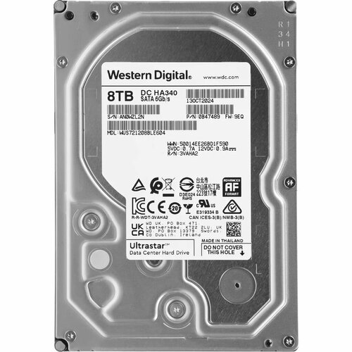 Жесткий диск WD Ultrastar DC HC340, 8ТБ, HDD, SATA III, 3.5" [wus721208ble604]