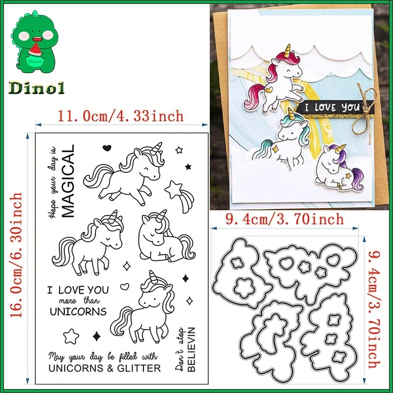 Режущие штампы и штампы Unicorn Tales Die and Stamp