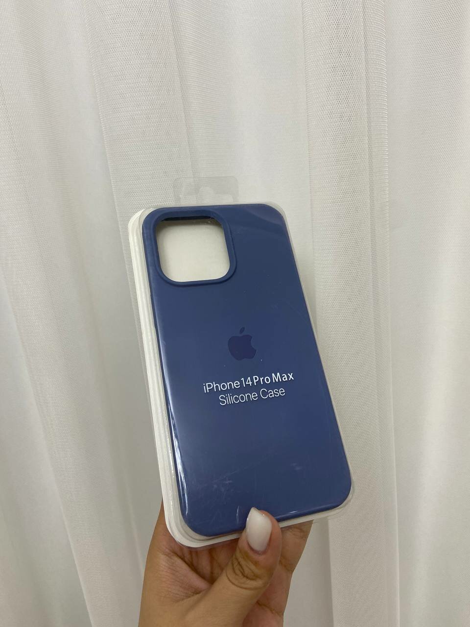 Чехол "Тёмно-голубой ", для iPhone 14 Pro Max, силикон, противоударный, с поддержкой беспроводной зарядки