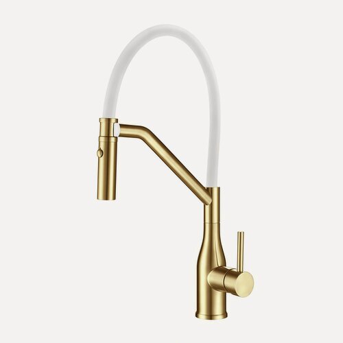 Изображение товара Смеситель для кухонной мойки Gappo G98-13 G4098-13 с гибким изливом, сатин золотой