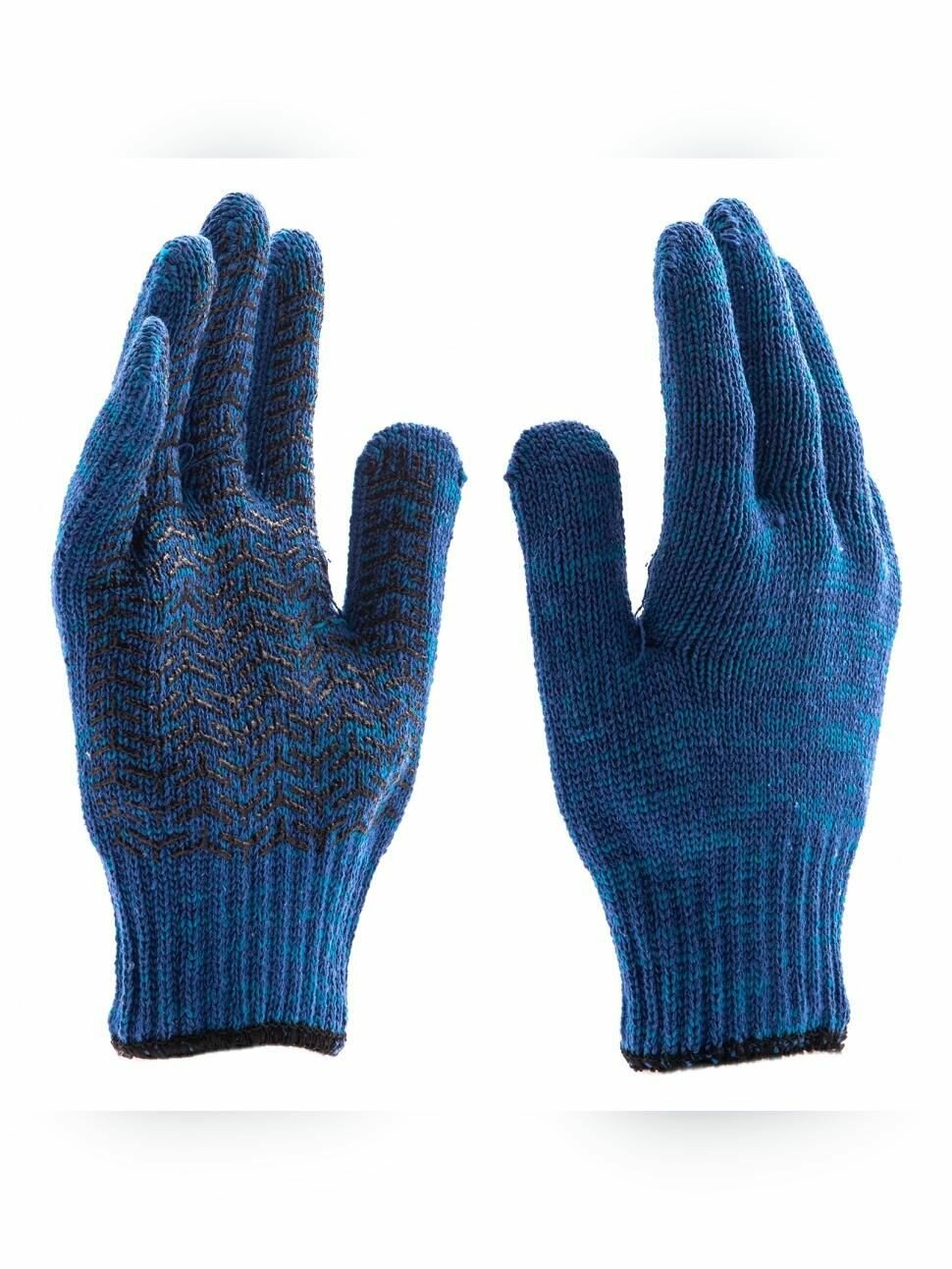 Перчатки трикотажные усиленные, гелевое ПВХ-покрытие, 7 класс, синие Россия Сибртех 68183