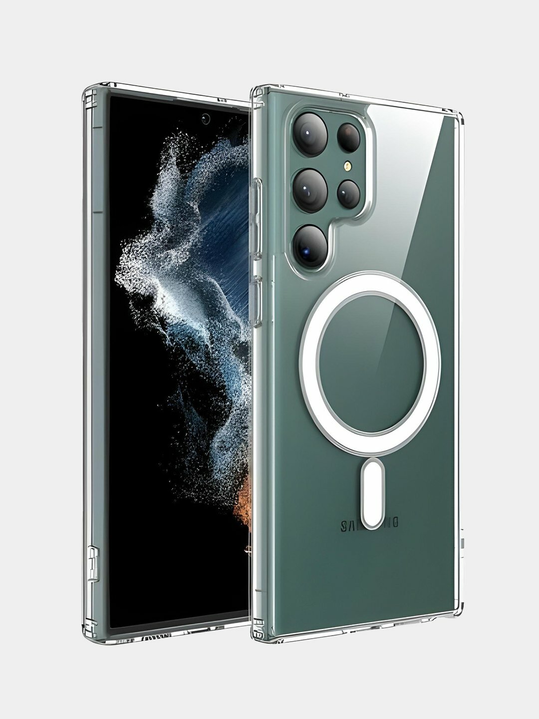 Чехол MAGSAFE для Samsung S23 Ultra, жесткий, прозрачный, антижелтый