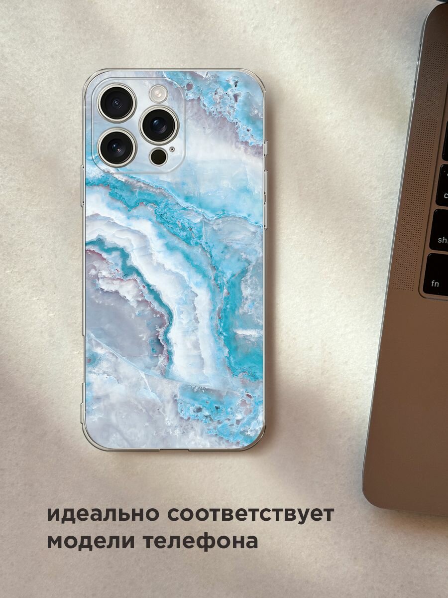 Чехол на Apple iPhone 16 Pro Max / Айфон 16 Про Макс с принтом "Нежно-голубой мрамор" — фото 1