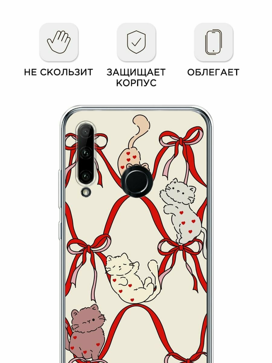 Чехол на Honor 10i/20 Lite 2019/20e/Huawei P Smart Plus 2019 / Хонор 10i с принтом "Котики в ленточках 1" — фото 1